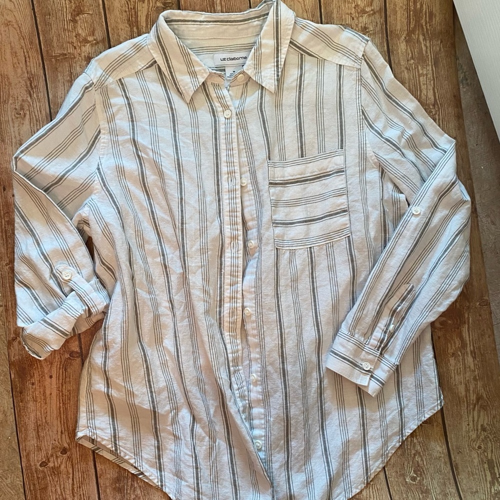 Liz Claiborne Women's Gray Striped Blouse